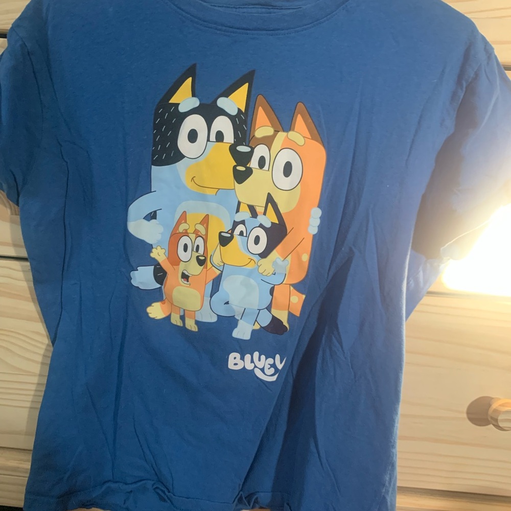 Bluey Short Sleeve Tee with Cartoon Dog Graphic
